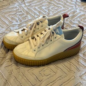 Sorel Ona Ave Cream Leather Platform Sneakers with Gum Sole